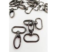 BingSHH 10 Pcs Oval Ring Fashion Trigger Clips Lobster Clasp Claw Swivel for Strap Push Gate Clasps Hooks Swivel Snap (1inch, Gunmetal)