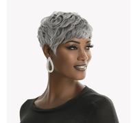 BingSing Curly Pixie Cut Wigs for Black Women Short Wigs for Black Women Grey Pixie Wig for Back Women (Synthetic Short Grey)