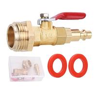 BingSnow RV Winterize Blowout Adapter Kit - 1/4 Inch Male Quick Connect Plug and 3/4 Inch Male GHT Thread, Wintering Quick Fitting with Ball Valve and 2 Washers for Winterize RV Boat Camper Trailer