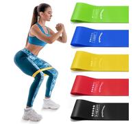 Bingwaah - Resistant Loop Bands - Set of 5 Natural Rubber Elastic Bands for Exercise, Stretching, Strength Training & Rehab - 5 Resistance Levels, Portable & Durable for Home & Gym