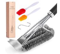 BINHAI BBQ Grill Spatula Cleaning Brush,1 Grills Cleaning Brush & 2 Oill Brush, Brush Heavy Duty 3-Branch Stainless Steel wire Barbecue Bristles Cleaner