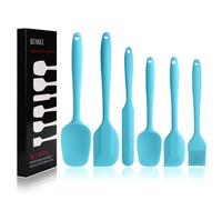 BINHAI Silicone Spatula Set - Blue 6 Piece Non - Stick Rubber Spatula with Stainless Steel Core - Heat-Resistant Spatula Kitchen Utensils Set for Cooking, Baking and Mixing