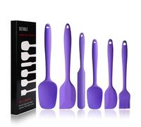 BINHAI Silicone Spatula Set - Purple 6 Piece Non - Stick Rubber Spatula with Stainless Steel Core - Heat-Resistant Kitchen Utensils Set for Cooking, Baking and Mixing