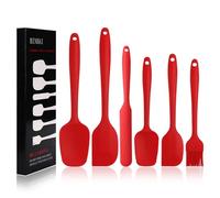 BINHAI Silicone Spatula Set - Red 6 Piece Non - Stick Rubber Spatula with Stainless Steel Core - Heat-Resistant Kitchen Utensils Set for Cooking, Baking and Mixing