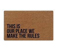 BinHang Front Door Mat Indoor Entrance Rugs Indoor, Funny Welcome Mats Outdoor Funny This is Our Place We Make The Rules Rubber Backing Dust Removal 30X18 Inch