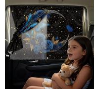 Binienty 1 Pack Magnetic Car Window Shade Rear Seat Use with Blackout and See-Through Modes, Ideal for Kids Sleep and Road Trips, Moon Butterfly Rose Print