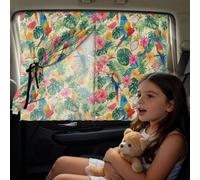 Binienty 2 Pack Rear Side Window Shade with Blackout and See-Through Modes, Designed for Kids Sleep Travel Comfort, Tropical Parrot Print UV Sun Protection Side Auto Window Sunshades
