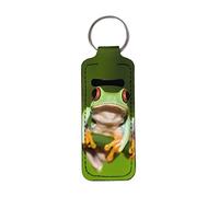 Binienty 3D Cartoon Frog Chapstick Holder Keychain Lipstick Sleeve Pouch Lip Balm Portable Pocket Lip Gloss Tube Holder Clip-on Chapsticks