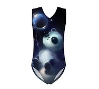 Binienty Adorable Panda Print One Piece Swimwear Bathing Suit for Kid Teen Girls, Breathable V-Neck Sleeveless Gymnastics Dancewear