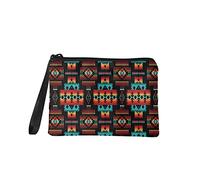 Binienty American Tribal Aztec Print Mini Wallet Purse Coin Change Holder Bag for Women Girls,Travel Coin Bag with Wrist Strap