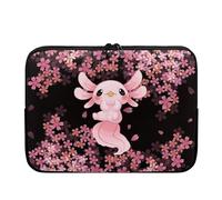 Binienty Axolotl Cherry Blossom Laptop Sleeve Bag Waterproof Protective Carry Case for Computer Laptop Slim Lightweight Padded Laptop Bag Case Cover