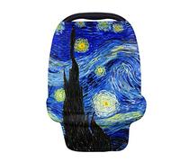Binienty Baby Shower Gifts for Newborn Boys Girls, Stretchy Baby Car Seat Covers, Van Gogh Starry Night Print, Breathable Infants Carseat Canopies