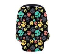 Binienty Baby Shower Gifts Stretchy Fabric Car Seat Cover for Babies, Durable Infants Carseat Canopies Stroller Cover, Colorful Dog Paws Print
