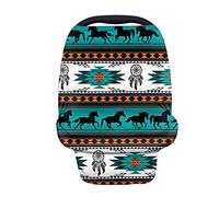 Binienty Baja Tribal Horse Dream Catcher Print Car Seat Cover for Babies, Breathable Infants Carseat Canopies, Aztec Style Carseat Stroller Cover