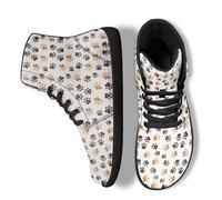 Binienty Black Brown Dog Paw Prints Barefoot Shoes Men's Wide Toe Box Zero Drop Barefoot Boots Waterproof Comfortable Casual Flats Shoe, US 9