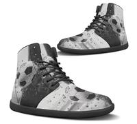 Binienty Black & Gray Soccer Men's PU Leather High Top Barefoot Sneakers - Zero Drop Natural Shoes for Quick Direction Changes | Ideal for Tennis, Basketball, Football, US 6