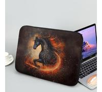 Binienty Black Horse Laptop Sleeve Case 12 Inch Soft Lining Laptop Cases Fire Flame Carrying Bag with Zipper Water Resistant Briefcase Laptop Protective Case for Men Women