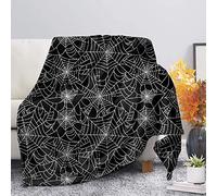 Binienty Black Spider Web Print Fleece Microfiber Blanket for Sofa Couch Bed, Ultra Soft Lightweight Cozy Blankets, Easy Care