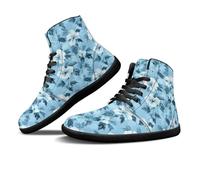 Binienty Blue Hibiscus Barefoot Shoes Men Women Wide Width, Women's Men's Casual Anti Skid Zero Drop Barefoot Boots Light Breathable Sports Shoe, US 6.5