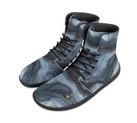 Binienty Blue Marble Print Minimalist Barefoot Shoes for Men Wide Toe Box Ankle Boots PU Leather Ultra-Light Comfort from Office to Gym & Weekend Dates, US 6