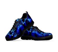 Binienty Blue Skull Breathable Trainers for Women Mens Lightweight Comfort Shoes for Museum Visits, Weekend Markets, UK 7