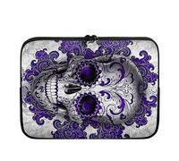 Binienty Boho Purple Skull Laptop Sleeve With Zipper Padded Waterproof Computer Bag Slim Protective Carrying Case for Laptop Portable for Business Trip