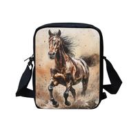 Binienty Brown Running Horse Mini Crossbody Bag for Womens Girls Animal Print Shoulder Handbags Teens School Messenger Bag Sling Bag for Travel,Shopping