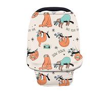 Binienty Car Seat Cover Canopy for Babies Boys Girls, Cute Sloth Print, Stretchy Fabric Carseat Stroller Cover Infants Canopies, Baby Shower Gifts