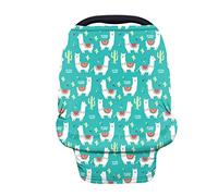 Binienty Car Seat Cover for Babies, Stretch Carseat Canopies for Infants, Cute Llama Alpaca Animal Print Baby Nursing Breastfeeding Cover