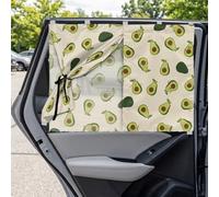 Binienty Car Side Window Shade Blackout & See-Through for Sleep and Relax, 2 Pack Kids Travel Curtain, Avocado Print