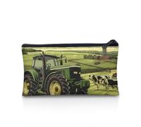 Binienty Cartoon Tractor Pencil Case for Boy,Green Farm Tractor Pen Bag School Stationary Pouch Office Supplies