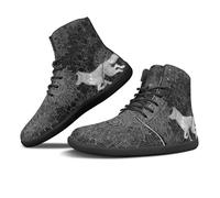 Binienty Cartoon Wolf Barefoot Shoes Men's Women's Wide Round Toe Box Trail Runner Mandala Print Ankle Boots PU Leather Water Resistant Walking Shoes for Beach, Water Park, US 6.5