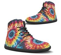 Binienty Classic Tie-Dye Swirl Water Barefoot Shoes for Men High Tops Lace Up Minimalist Zero Drop Shoes for Walking Running Hiking Footwear, US 12.5