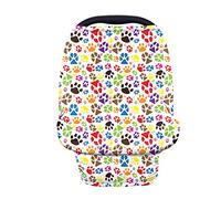 Binienty Colorful Dog Paws Print Baby Nursing Cover Breastfeeding Scarf- Baby Car Seat Cover, Infants Stroller Cover, Carseat Canopy