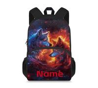 Binienty Custom Name Wolf School Bag for Kids Boys Girls, Casual Daypack Travel Backpack for Kindergarten Primary School, Lightweight