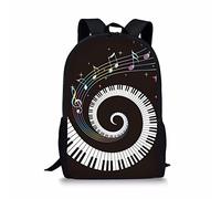 Binienty Custom Shoulder Backpack for Kid Teen Boys Girls, Music Notes Swirl Pattern Lightweight School Bookbag with Zip