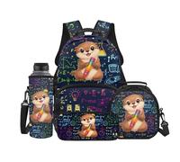Binienty Cute Otter Backpack with Pencil Case Lunch Bag Pouch Water Bottle Holder, 4PCS School Book Bag Set for Teen Girls Boys 8-12 Years Old Students Back to School Supplies