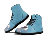 Binienty Cute Shark Minimalist High Top Boots for Women Men - Comfortable Lightweight PU Leather Barefoot Shoes for Travel & Outdoor Adventures, US 12.5