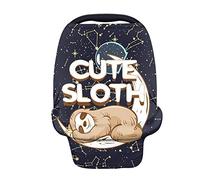 Binienty Cute Sloth Sleeping in Moon Print Stretchy Baby Stroller Cover, Multi-use Infants Carseat Canopies, High Chair Cover, Breasefeeding Scarf