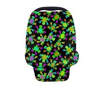 Binienty Durable Car Seat Cover for Babies Multi-Use Protector for Infants Carseat Canopy, Stroller, Shopping Cart, High Chair, Cartoon Frog Print