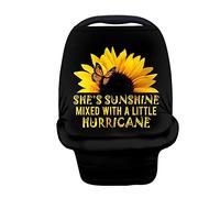 Binienty Durable Infants Car Seat Cover Canopy, Babies Carrier Cover, Soft Breathable Baby Stroller Covers, Sunflower She's Sunshine Mixed with A Little Hurricane