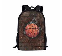 Binienty Durable School Backpack Casual Bookbag for Kid Boys Girls,Burning Fire Basketball Print Kids Backpack