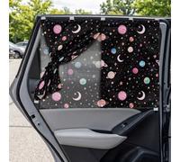 Binienty Galaxy Car Sun Shades for Rear Side Window, 1 Pack Planets Print Magnetic Baby Window Covers with Dual Layers for Blackout Sleep and Sun Protection