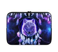 Binienty Galaxy Dream Catcher Wolf Waterproof Sleeve Cover for Laptop Computer Universal Fit, Zip Lock Laptop Carrying Bag Case for Business Office Travel College School