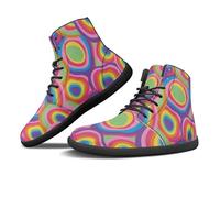 Binienty Gradient Circle Ankle Barefoot Boots for Men Women Flats Soft PU Leather High Top Minimalist Shoes for Hiking Camping Hunttig, US 13.5