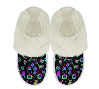 Binienty Gradient Pumpkin Cat Halloween Slide Slippers Women Men Soft Plush Cozy Indoor Outdoor Fuzzy Slippers with Arch Support Non Slip Footwear, Size 2.5-3.5
