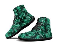 Binienty Green Pine Needle Leaf Minimalist Wide Toe Box Shoes Men Summer Hiking Walking Training PU Leather Water Shoes Winter Boots Ankle Support, US 12.5