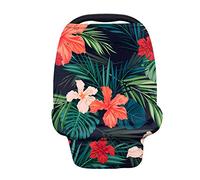 Binienty Hibiscus Floral Print Car Seat Covers for Babies, Infant Carseat Canopy Nursing Cover, All Weather Baby Carrier Cover for Boys Girls