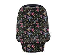 Binienty Hummingbird Flower Design Stretchy Baby Carseat Canopies for Boys Girls, High Chair/Breastfeeding/Shopping Cart Covers