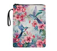 Binienty Hummingbird Hibiscus Book Sleeve for Paperback Book Sleeve Book Pouch for Textbook Book Bag for Students Kids Back to School Supplies